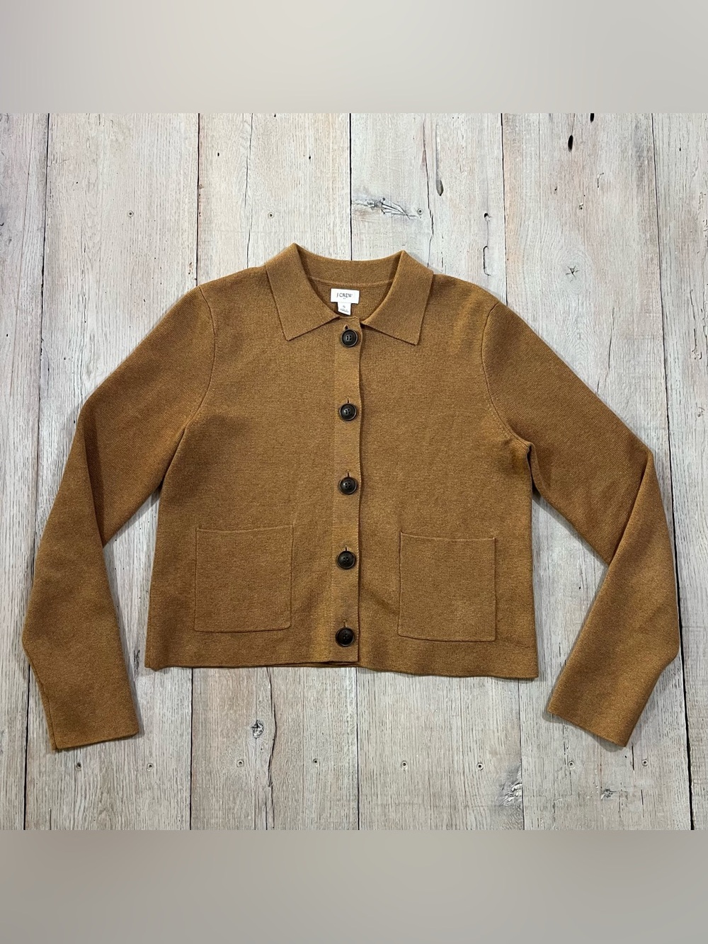 J.Crew Factory Brown Polo Cardigan Sweater Size S